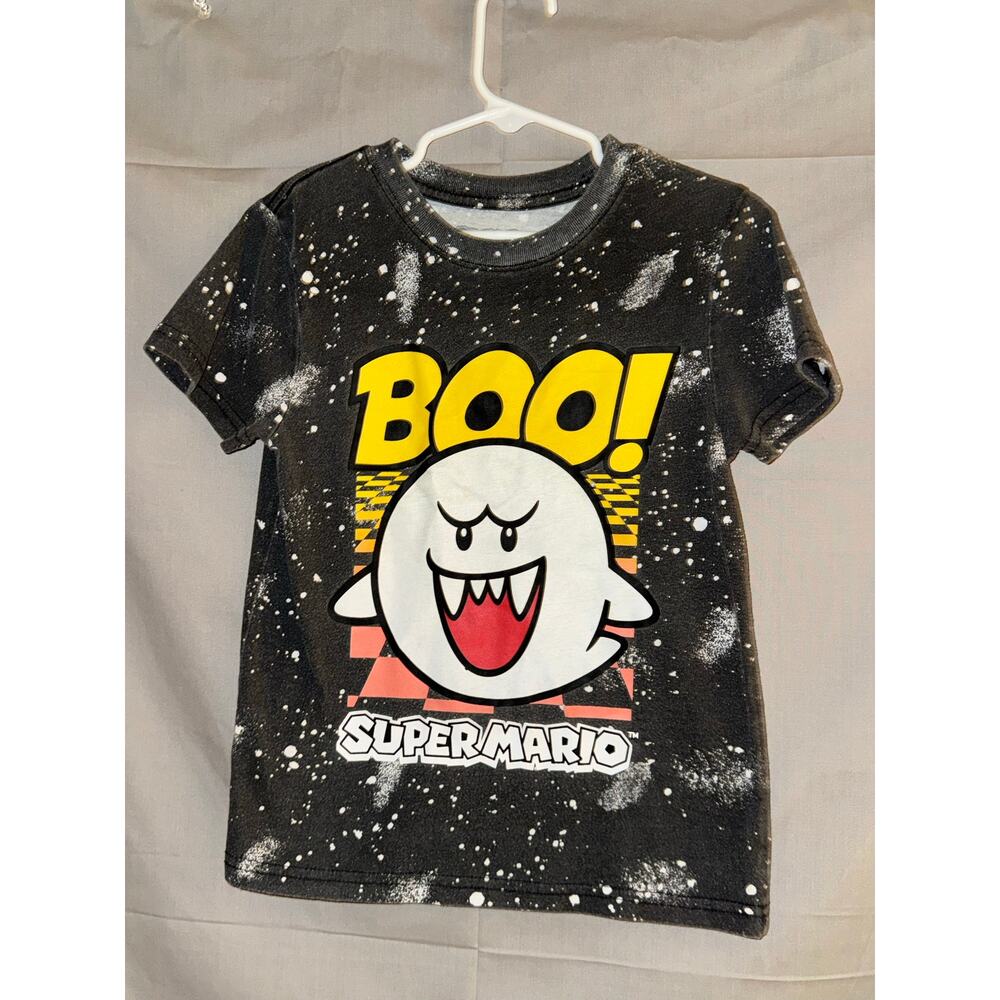 Nintendo Super Mario Boys Boo Ghost Halloween Black Splatter T-Shirt, Size XS - Picture 5 of 5
